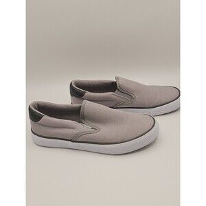 Boys Lugz canvas slip-on sneaker, Gray and white. Rubber soles USA Size 4